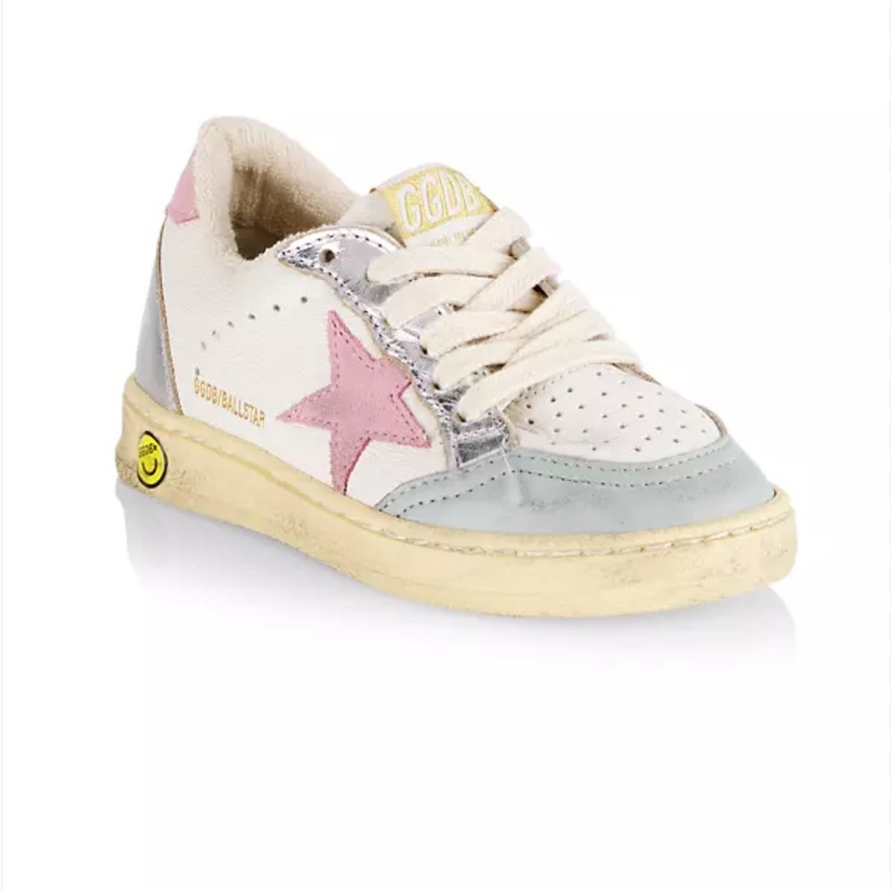 Golden Goose Kids White Pink Silver Gray Sneakers